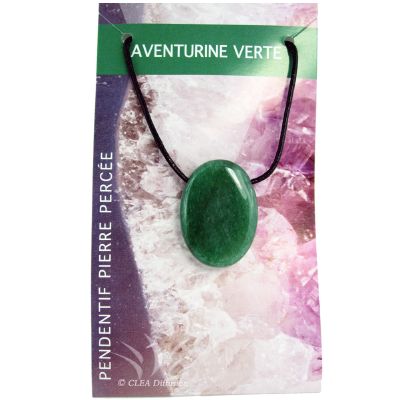 Pendentif Pierre ovale percée - Aventurine Verte