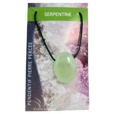 Pendentif Pierre ovale percée - Serpentine