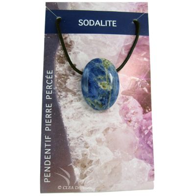 Pendentif Pierre ovale percée - Sodalite