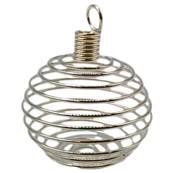 Boule Ressort Pendentif Spirale Argenté 28mm