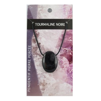 Pendentif Pierre Ovale Percée - Tourmaline Noire