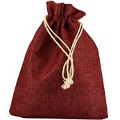 Bourse en toile de jute Rouge Bordeaux - 15 x 12 cm