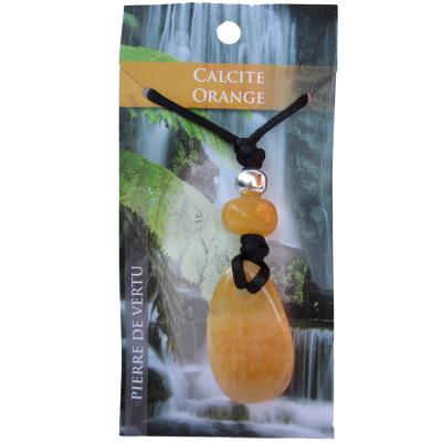 Pendentif Pierre de vertu - Calcite orange