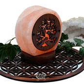 Lampe en véritable Sel de l'Himalaya USB Décoration Bois - Arbre de Vie 600g