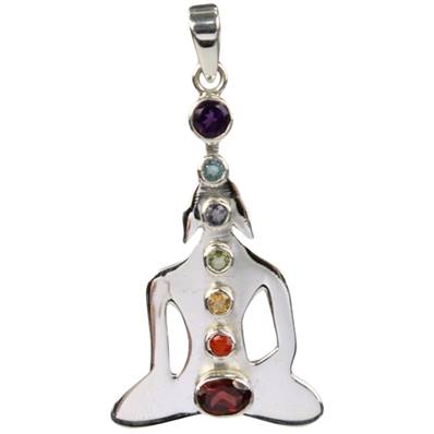 Pendentif Argent 7 Chakras - Bouddha