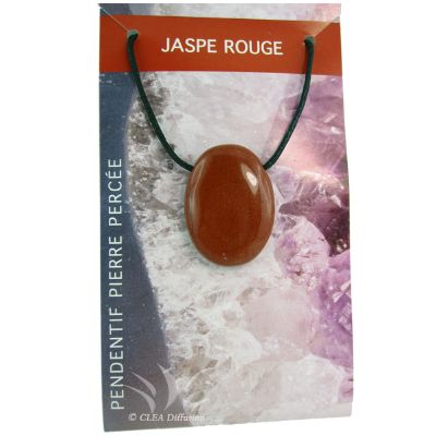 Pendentif Pierre Ovale Percée - Jaspe Rouge