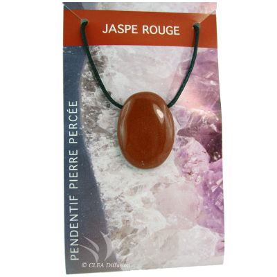 Pendentif Pierre ovale percée - Jaspe Rouge