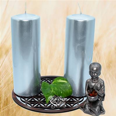 Bougie Métalisée - Cylindre Argent 100h - Lot de 2