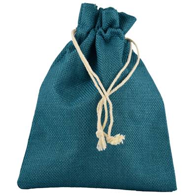 Bourse en toile de jute Bleu Pétrole - 20 x 14 cm